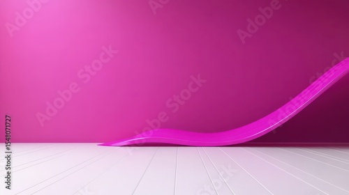 Vibrant Pink Wall with Graceful Curved Design Evoking Modern Artistic Vibes