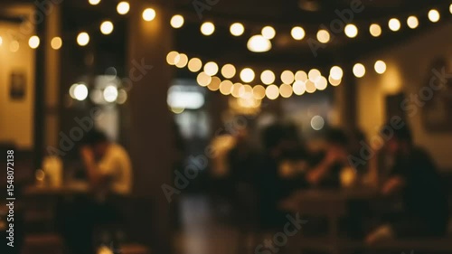 Cozy Cafe Night with Blurred Lights.