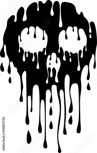 Dripping Skull: A stark, ink-black skull silhouette drips downward in a captivating display of darkness, creating a sense of eerie artistry.
