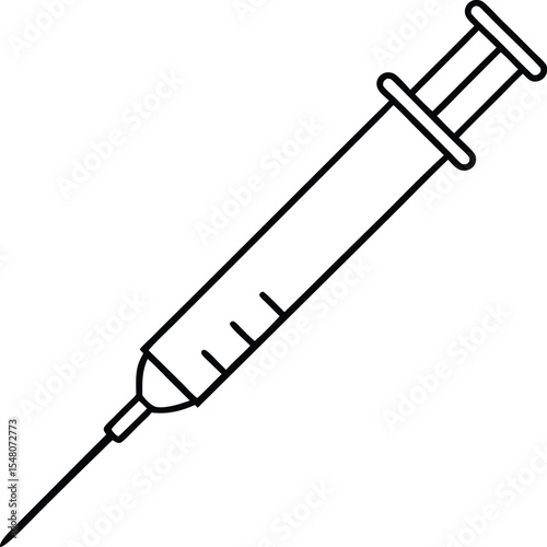 syringe icon line art vector illustration on transparent background
