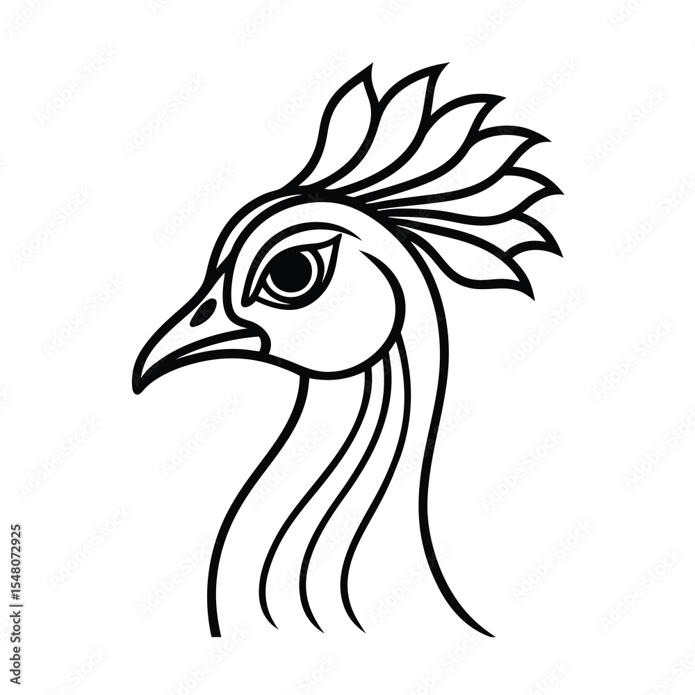 Fototapeta premium peacock head silhouette vector illustration art 