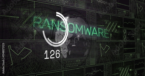 Displaying circular progress indicator over India map in digital dashboard, with ransomware counter