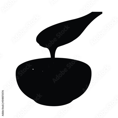 Blackandwhite Honey Pouring from Wooden Spoon into Bowl Isolated on White Background vector