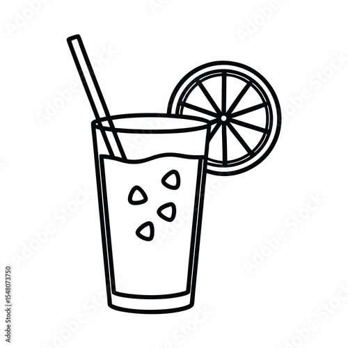 refreshing cocktail drink with lemon slice vector