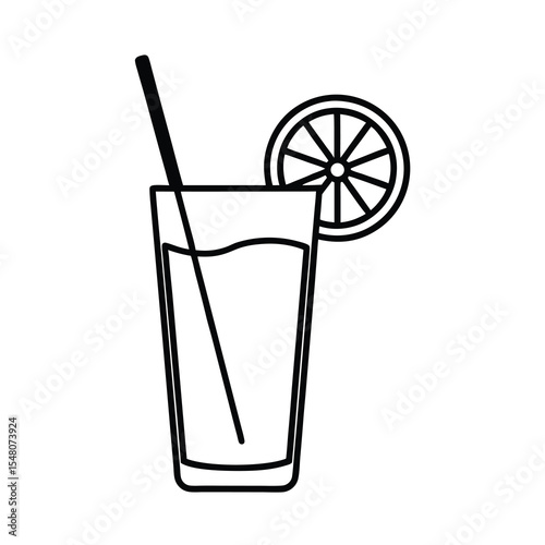 refreshing cocktail drink with lemon slice vector