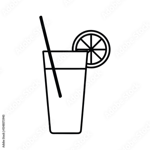 refreshing cocktail drink with lemon slice vector