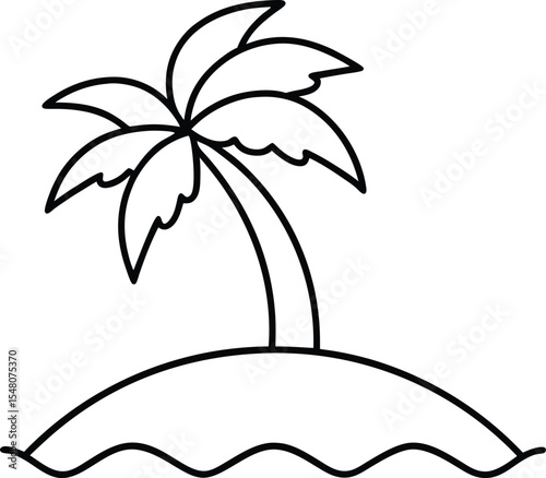 tropical island icon line art vector illustration on transparent background
