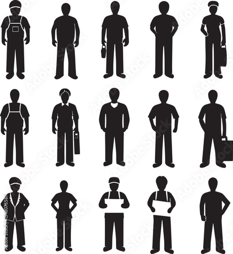Employer Icon Set, Flat Design Human Resources and Management Vector Illustration