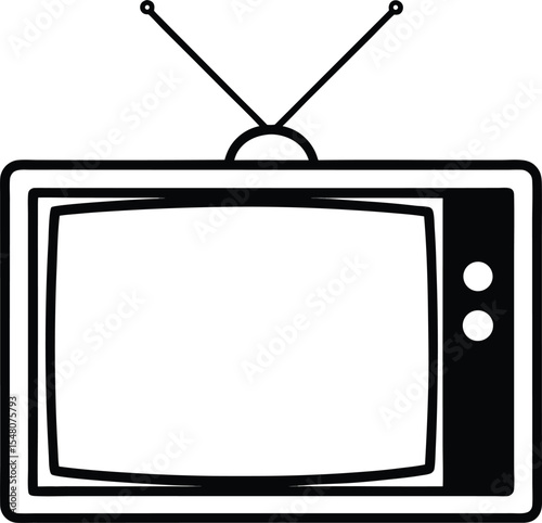 tv icon line art vector illustration on transparent background
