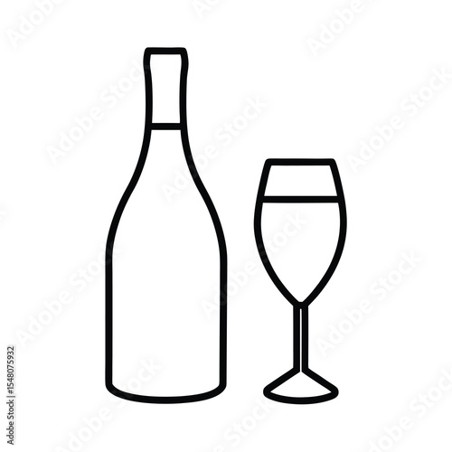 wine bottle and glass silhouette vector illustration 