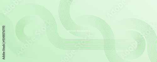 Minimalist Soft Abstract Background in Gradient Green and White Shades with geometric Circle lines.vector eps10