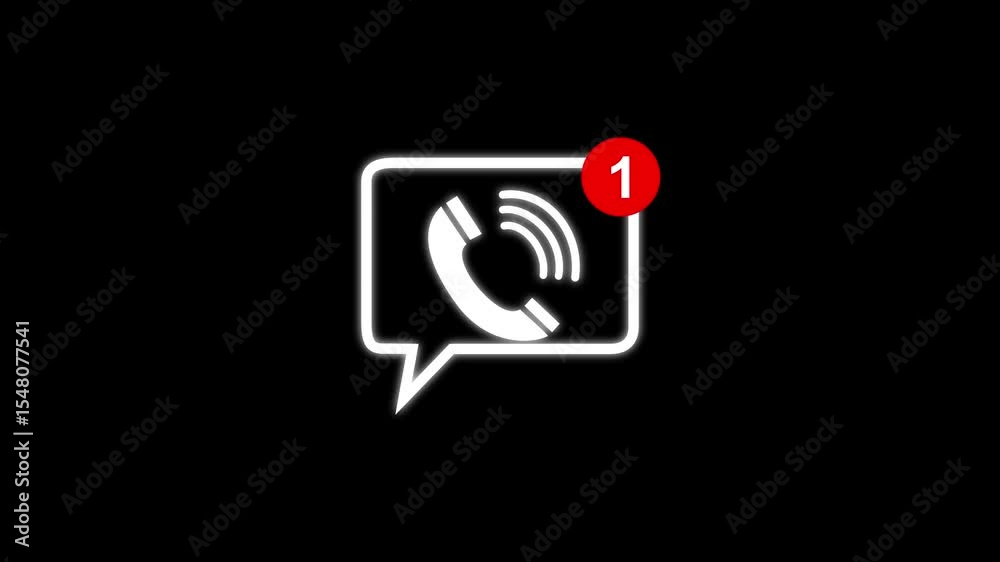 Animated call new message notification with a smooth up effect. for chat apps, email alerts, and social media notifications. animation to indicate incoming messages 4k motion video.