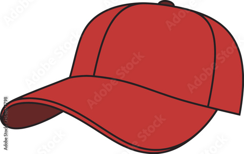 Red Baseball Cap Vector Illustration Isolated on White Background for Fashion, Sport, or Casual Design

