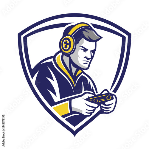 Focused Gamer in Shield
