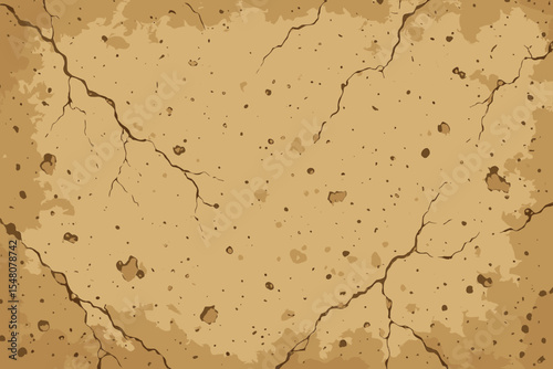 Cracked Concrete Wall Texture Seamless Vector Background. Grunge Dirty Surface, Aged Cement, Damaged Plaster, Realistic Cracks, Vintage Urban Construction. Abstract Pattern for Design, No Text
