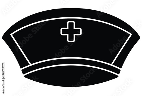 Nurse hat silhouette vector illustration simple icon flat design medical healthcare symbol
