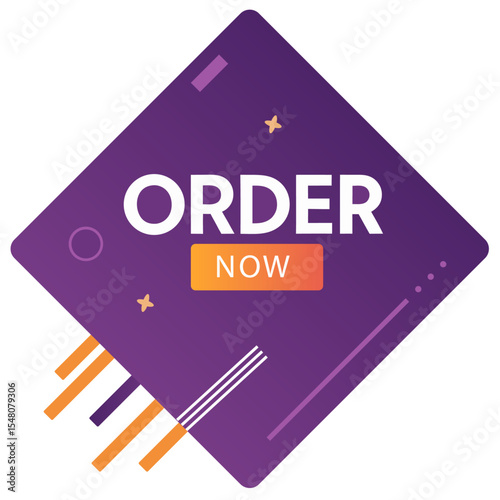 Abstract Order Now Sticker for Ecommerce and Marketing- Order now button design vector graphic