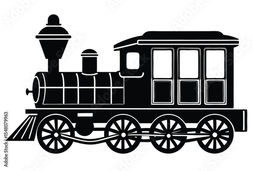 vintage old train silhouette flat icon vector design classic locomotive simple style