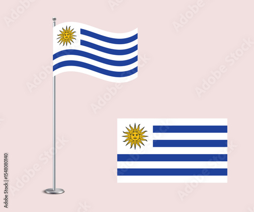 High Quality Vector Illustration of the Uruguay National Flag in Flat Style