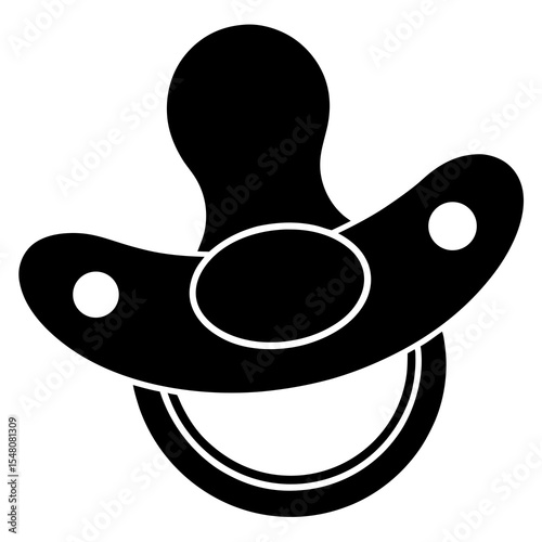 Baby Pacifier, Black Silhouette, Vector Icon, Nursery Accessory