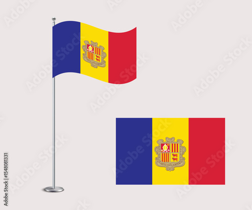 High Quality Vector Illustration of the Andorra National Flag in Flat Style
