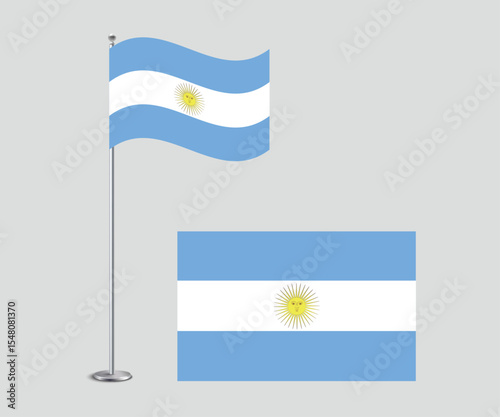 High Quality Vector Illustration of the Argentina National Flag in Flat Style