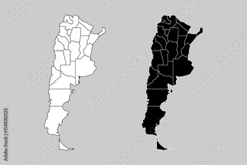 Vector map of Argentina with provinces or territories and administrative divisions. Editable and clearly labeled layers.