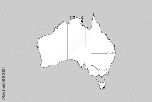 Vector map of Australia with provinces or territories and administrative divisions. Editable and clearly labeled layers.