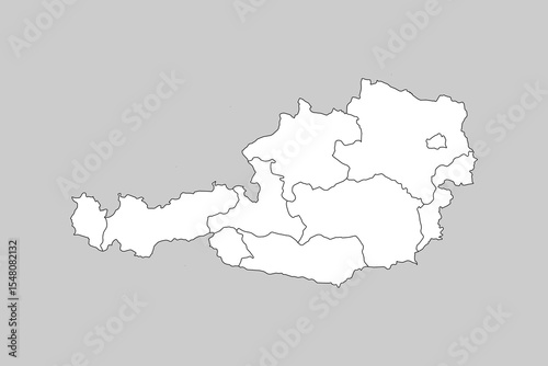Vector map of Austria with provinces or territories and administrative divisions. Editable and clearly labeled layers.