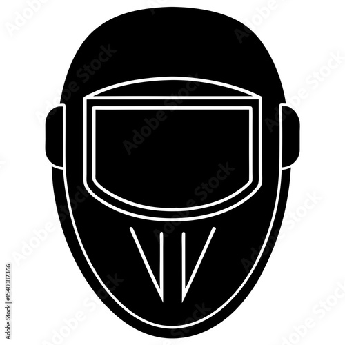 Welding, helmet, protective gear, industrial safety, black icon