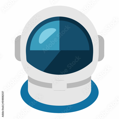 Astronaut Helmet, Space Suit, Vector Icon, Space Exploration, Blue and White