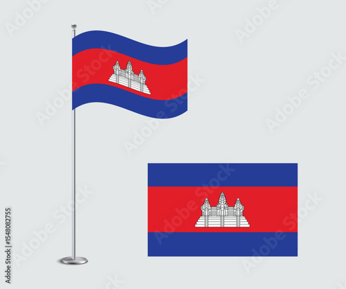 High Quality Vector Illustration of the Cambodia National Flag in Flat Style