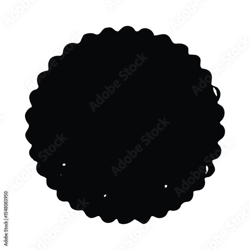 Overhead Viewof Single Round Black Cream Cracker Biscuit Isolated White Background circle