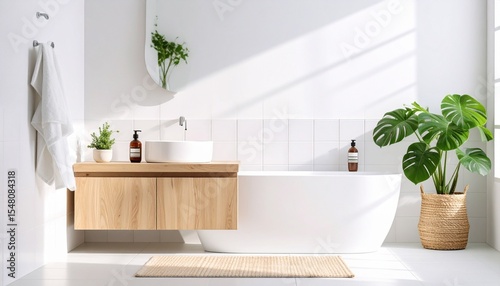 modern bathroom with white flowers