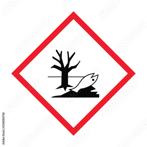 GHS09 Environment Hazard Sign. GHS environmental pictograms hazard sign symbol. Hazardous icon of environmental. Indicating acute hazards to the aquatic environment.