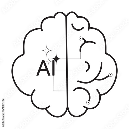 Vector illustration showing AI learning based on human knowledge eps