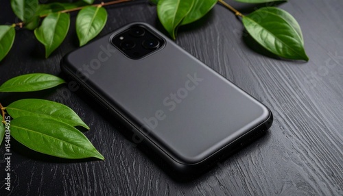 mobile phone with green leaves