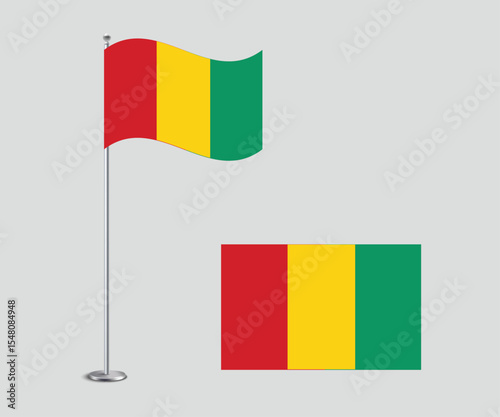 High Quality Vector Illustration of the Guinea National Flag in Flat Style