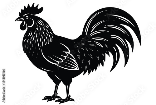 Rooster silhouette vector illustration simple flat design icon farm animal logo