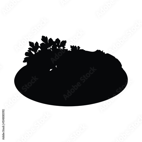 Roasted Crab Silhouette On White Plate Garnished Parsley Black And White Food Image vector