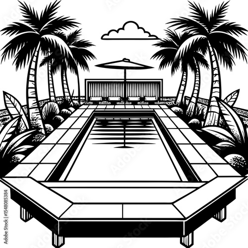 swimming pool with palm trees