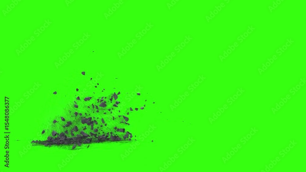 Falling debris falling explosion falling stone debris stone explosion dust and smoke chroma key dynamite debris dynamite explosion green screen demolish debris 4K HD