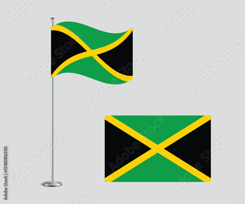 High Quality Vector Illustration of the Jamaica National Flag in Flat Style