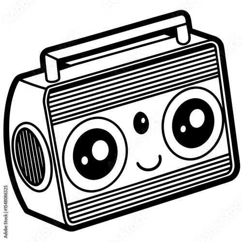 retro radio isolated on white