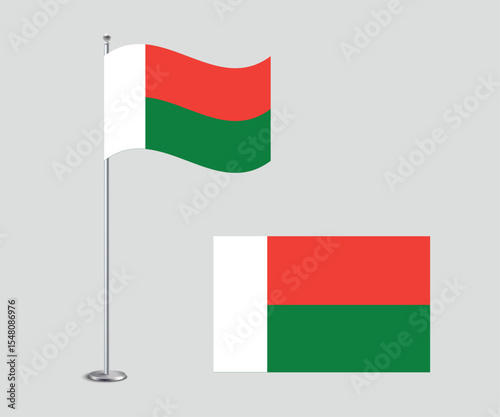 High Quality Vector Illustration of the Madagascar National Flag in Flat Style