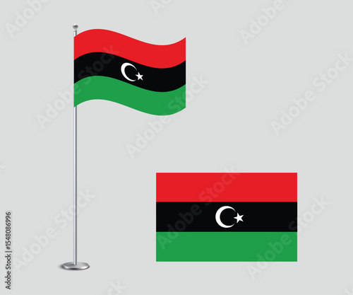 High Quality Vector Illustration of the Libya National Flag in Flat Style