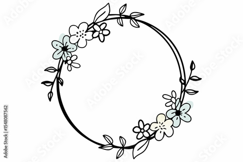 Hand Painted Floral Wreath with Soft Pastels Delicate Botanical Design