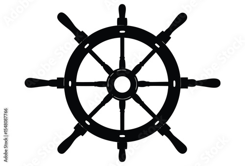 ship steering wheel vector simple silhouette icon flat design nautical navigation symbol