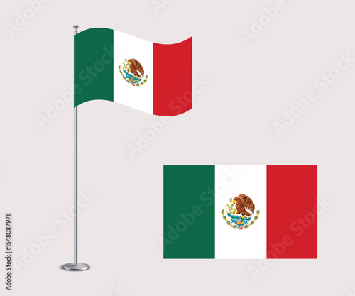 High Quality Vector Illustration of the Mexico National Flag in Flat Style