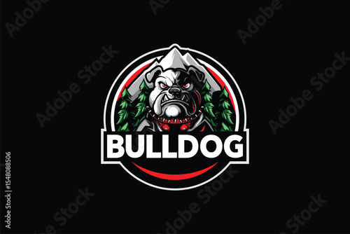 Bulldog with forest background vector image design